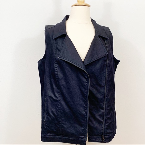 Eileen Fisher Asymmetric Zip Black Vest 1X - Picture 8 of 11
